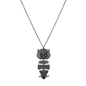 Silver Articulated Owl Large Pendant Necklace Statement Trendy 90s Y2K